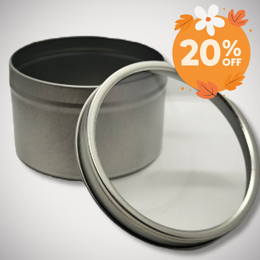 8oz Clear Lid Silver Candle Tin