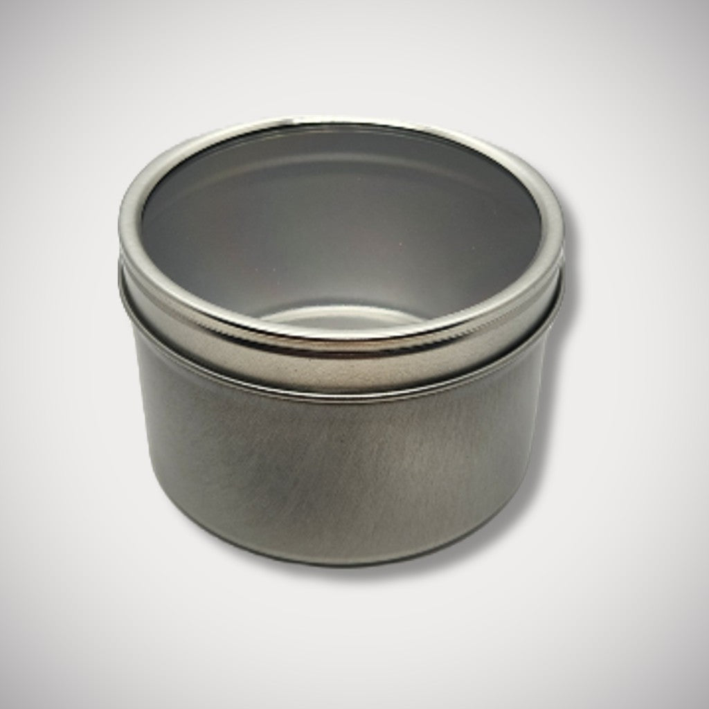 8oz Clear Lid Silver Candle Tin