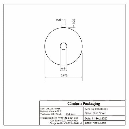 Candle Dust Cover Dimensions