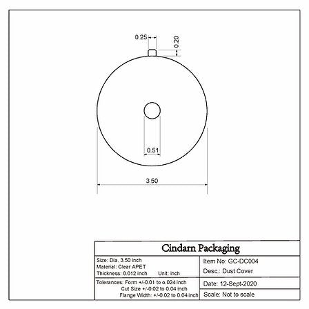 Candle Dust Cover Dimensions