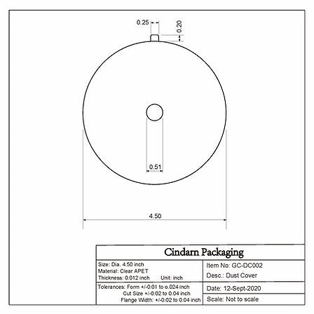 Candle Dust Cover Dimensions