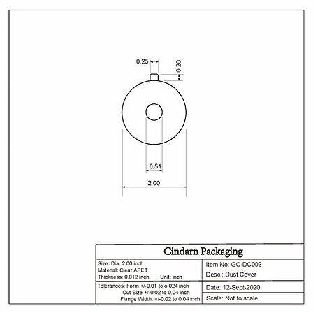 Candle Dust Cover Dimensions